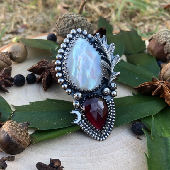 willow raven adornments Jewelry - Garnet and MOP Ring